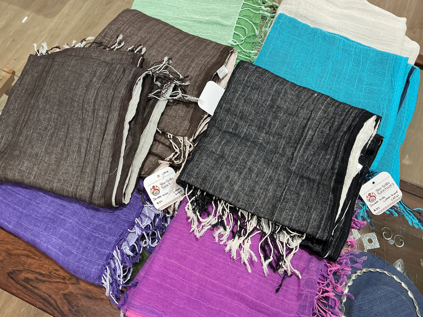 Cambodian Woven 2 colour Cotton Scarf, head scarf