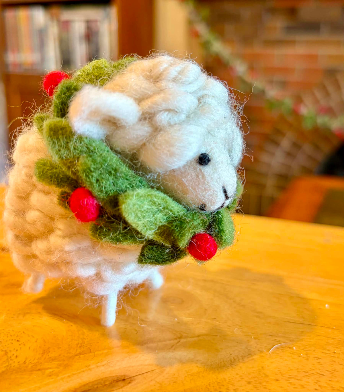 Large Sheep with Holly Necklace