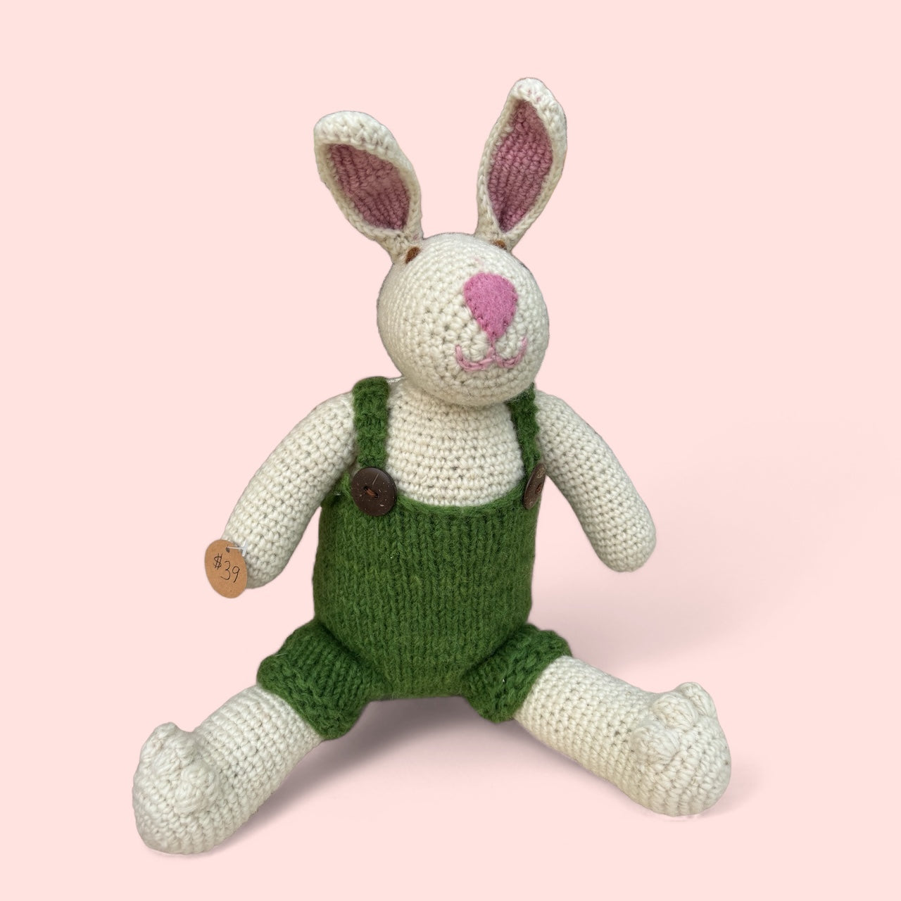 Crochet Knitted Bunny - Green Jumper