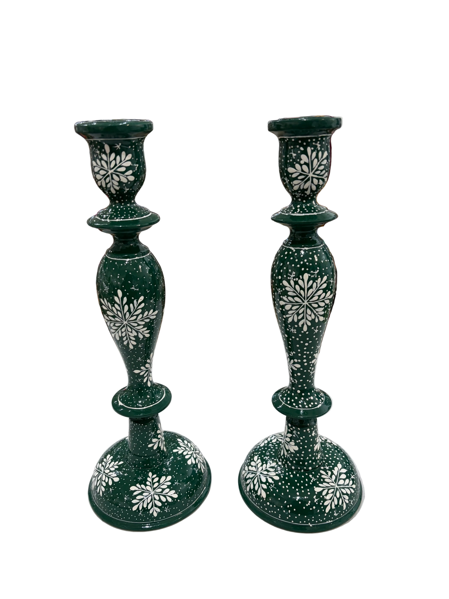 Limited Edition Green Snowflake | 12" Candle Stick Holder