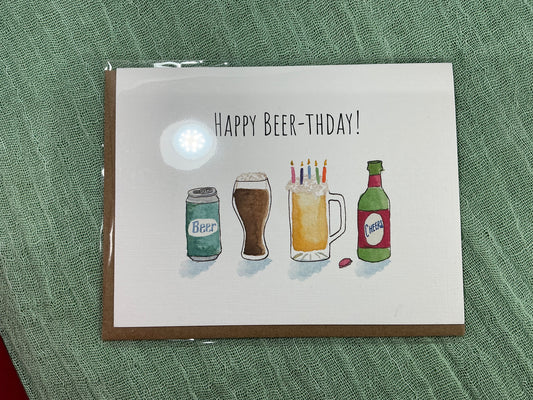 Happy beerthday watercolour card