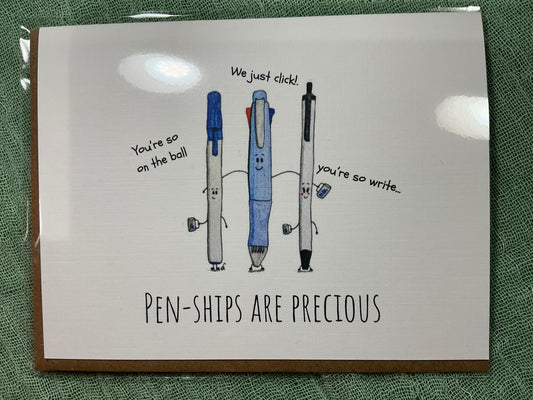 Pen-ships are precious friendship  watercolour card