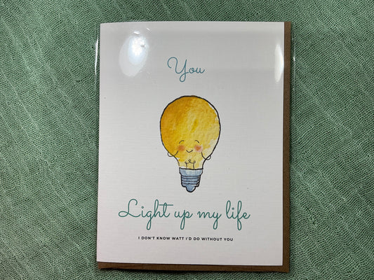 You light up my life bulb watercolour card