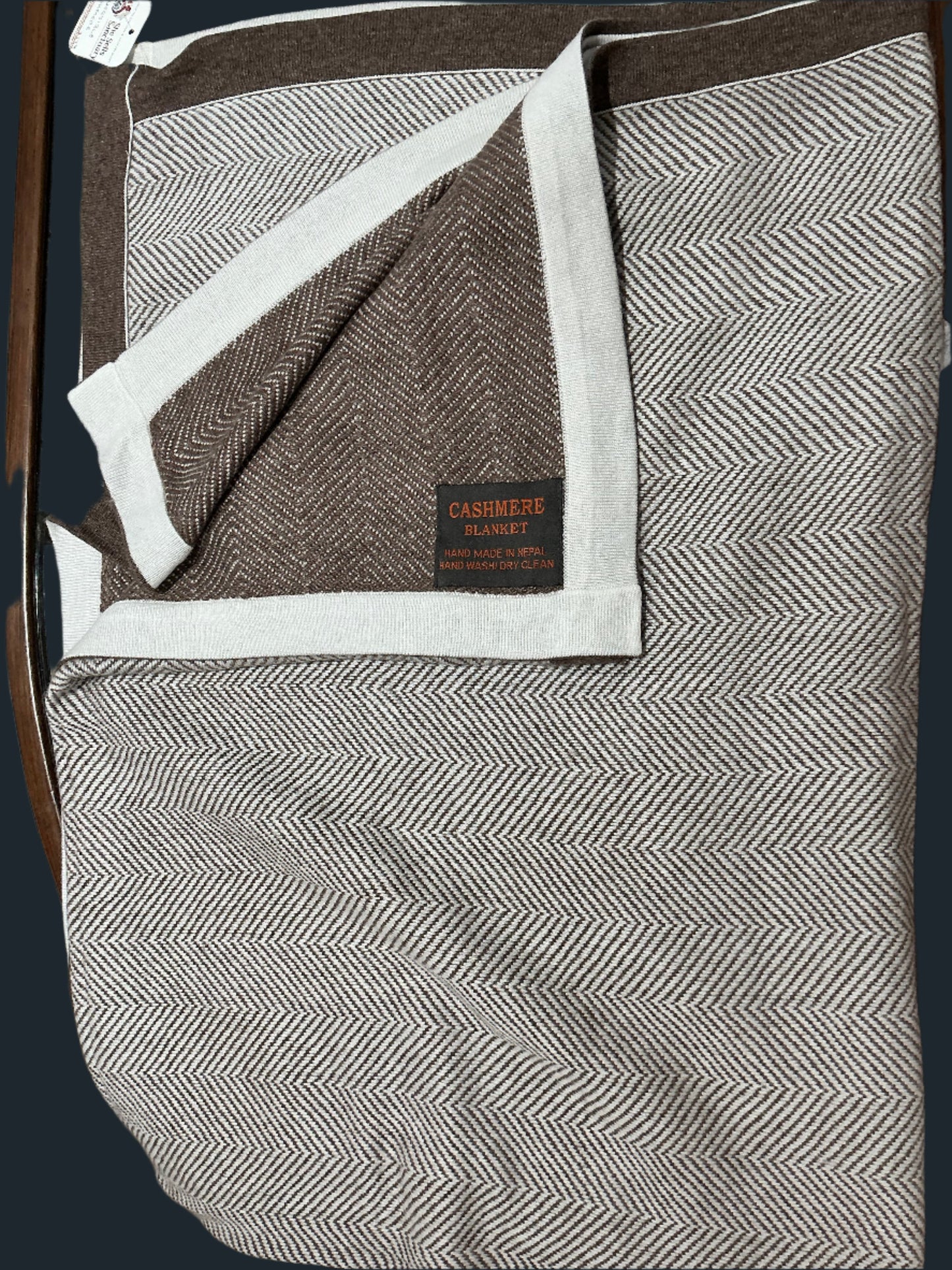 Reversible cashmere blanket - brown