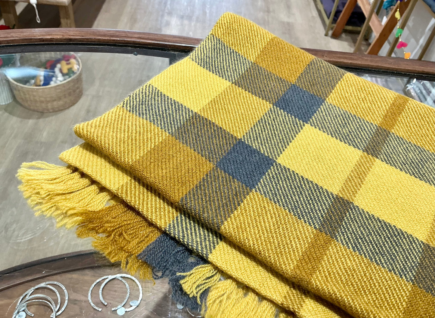 100% Cashmere Gold Tartan NEW!