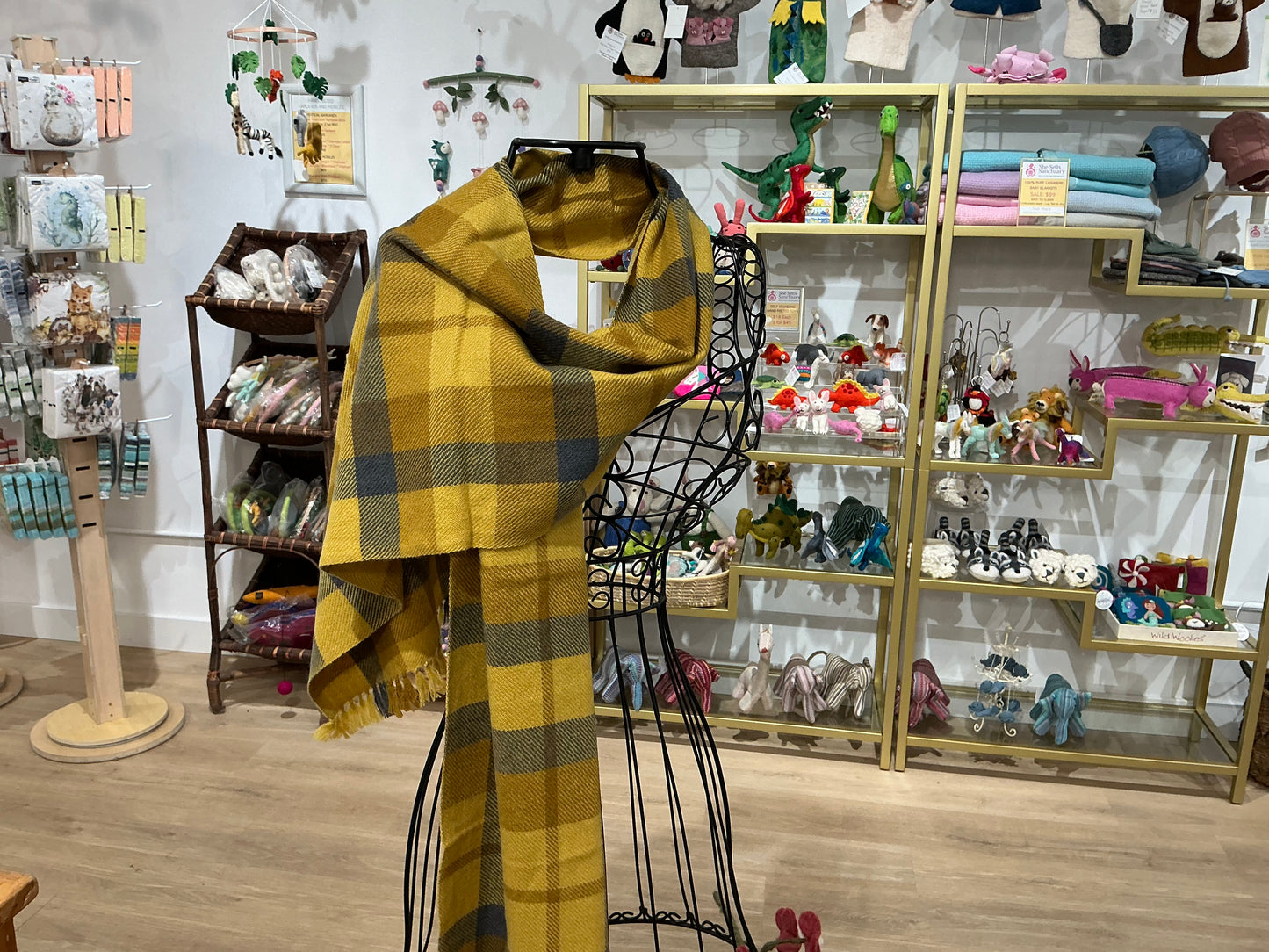 100% Cashmere Gold Tartan NEW!