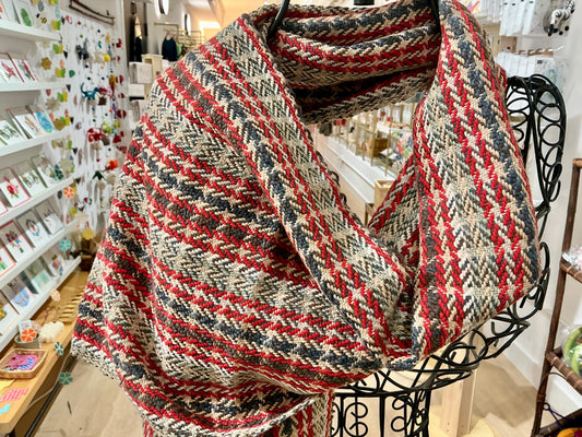 Silk Viscose Banana Fibre Scarf (Red Weave)