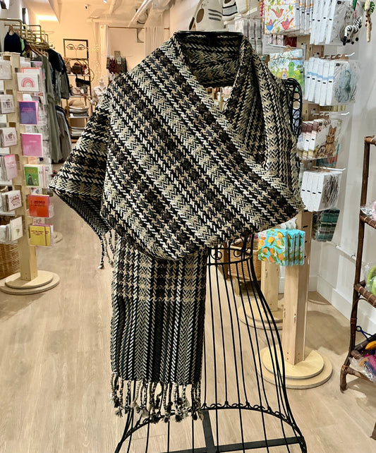 Silk Viscose Banana Fibre Scarf (Chocolate Beige Weave)
