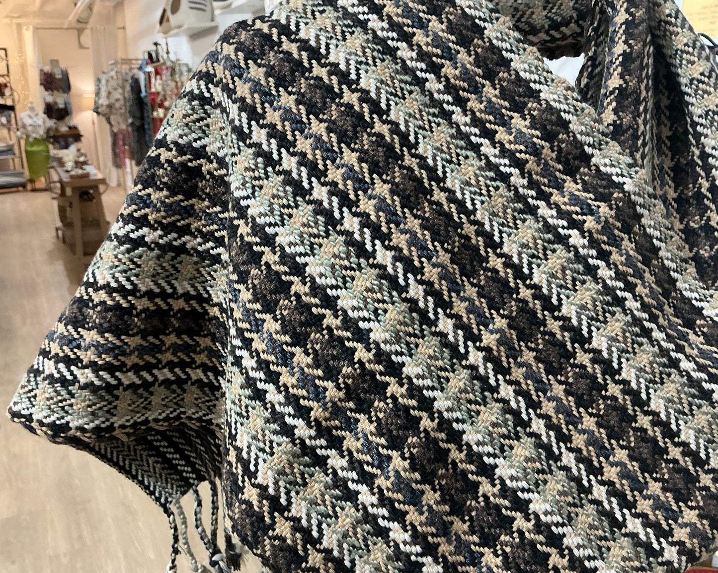 Silk Viscose Banana Fibre Scarf (Teal Brown Black)