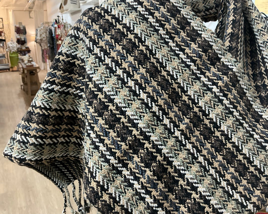 Silk Viscose Banana Fibre Scarf (Teal Brown Black)