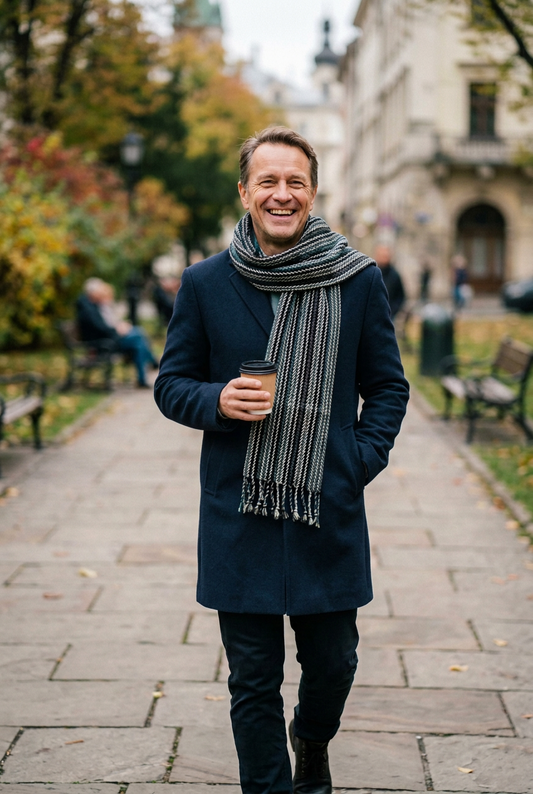 Silk Viscose Banana Fibre Scarf (Teal Brown Black)