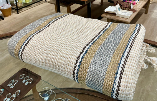 Silk, Viscose and Banana Fibre Blanket (Cream and Gold)