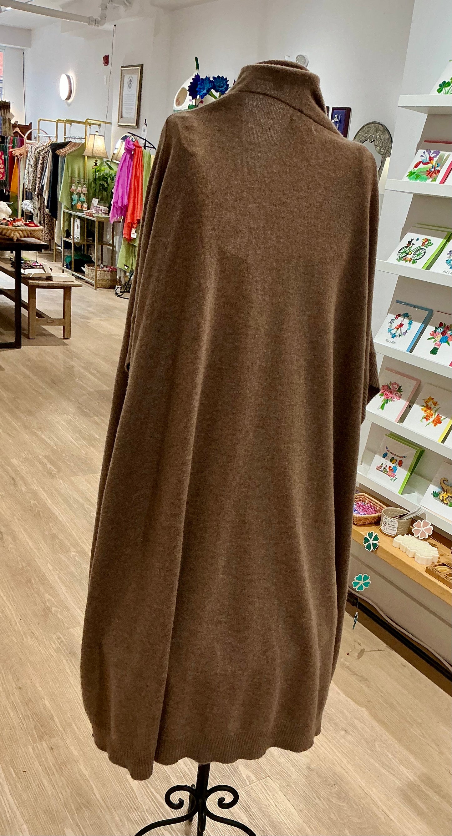 100% Pure Cashmere Natural Taupe Kimono Long