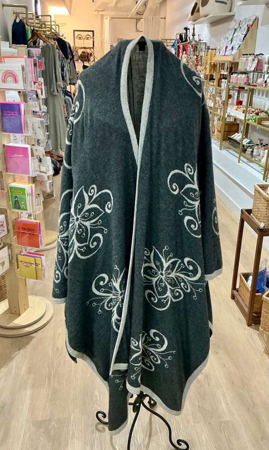 Pure cashmere reversible Cozy Thick Wrap (Butterfly Design)