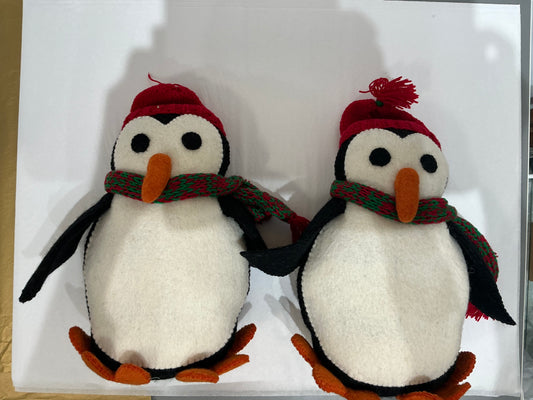 2 wool Xmas penguins