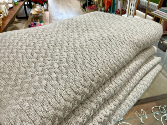 Cashmere Throw Blanket - Taupe Loose Weave