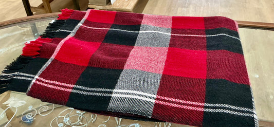 Pure Cashmere Red and Black Shawl