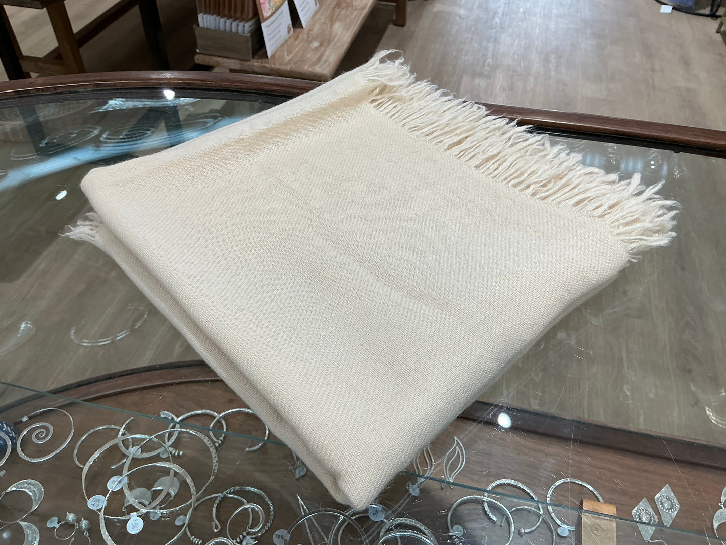 100% Pure Cashmere Square Scarf (IVORY)