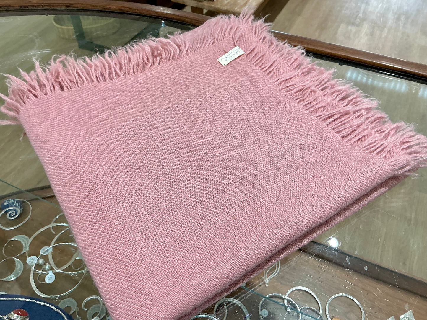 100% Pure Cashmere Square Scarf (Rose)