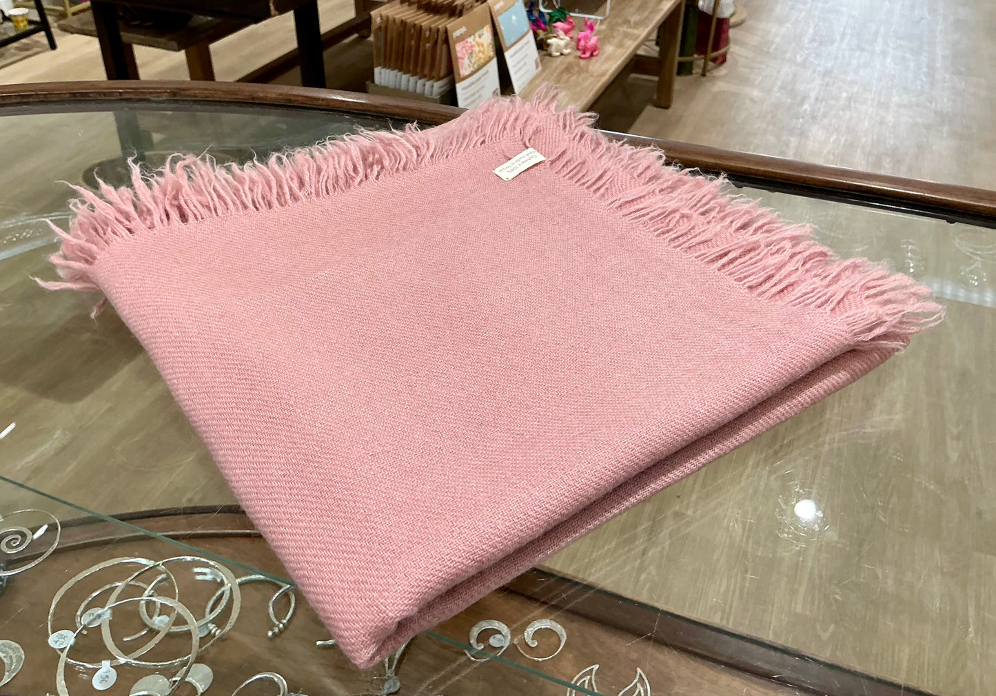 100% Pure Cashmere Square Scarf (Rose)