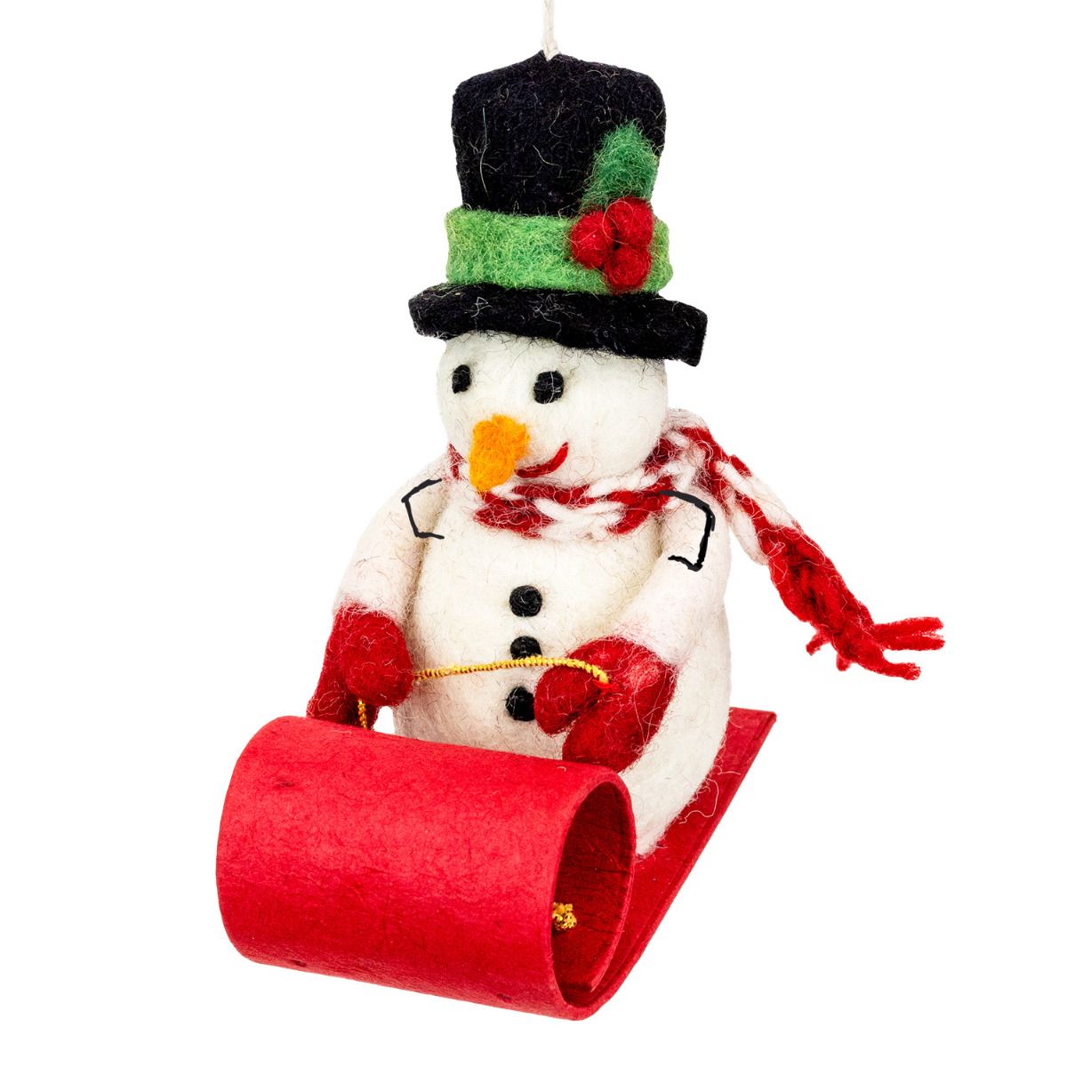 Sledding Snowman Ornament
