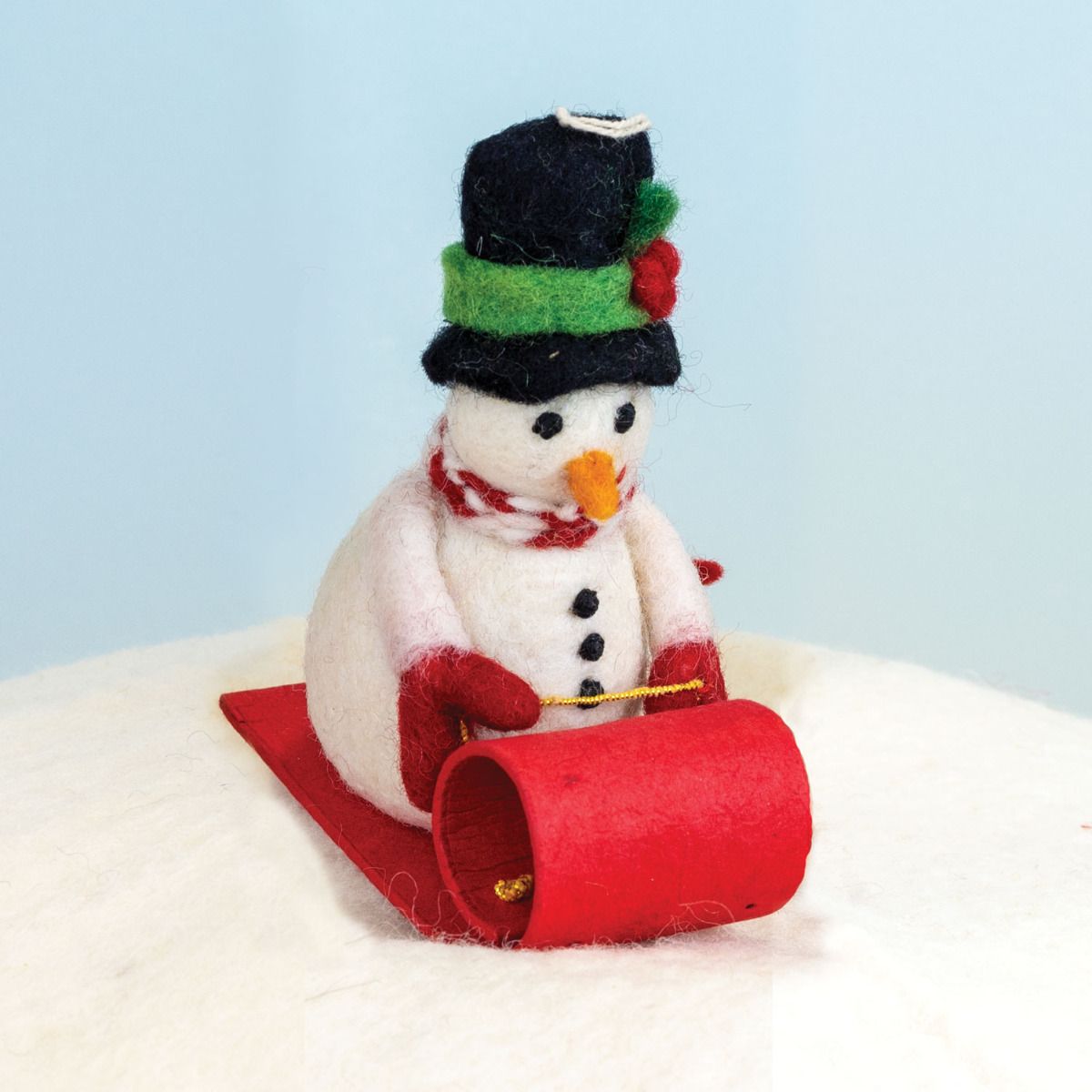 Sledding Snowman Ornament