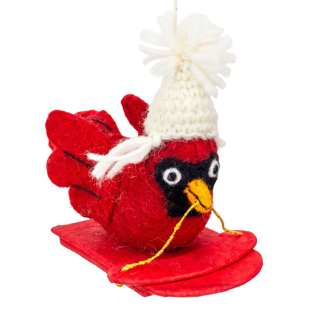 Sledding Cardinal Ornament