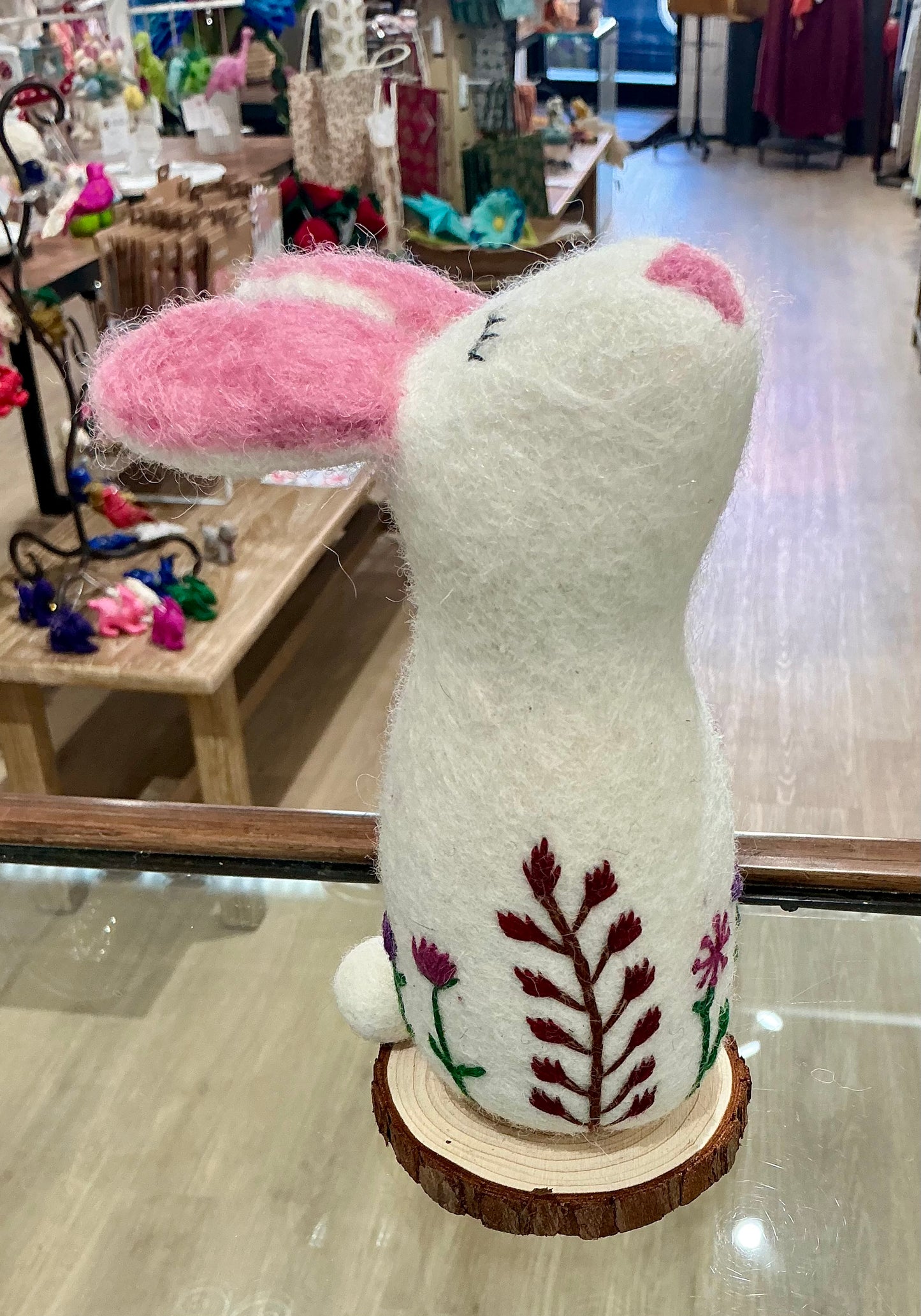 Wool Embroidered Standing Bunny