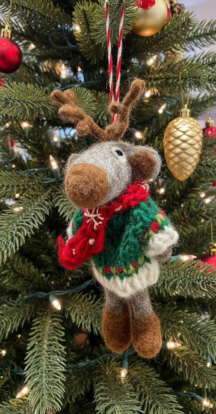 Knitted Sweater Moose Ornament