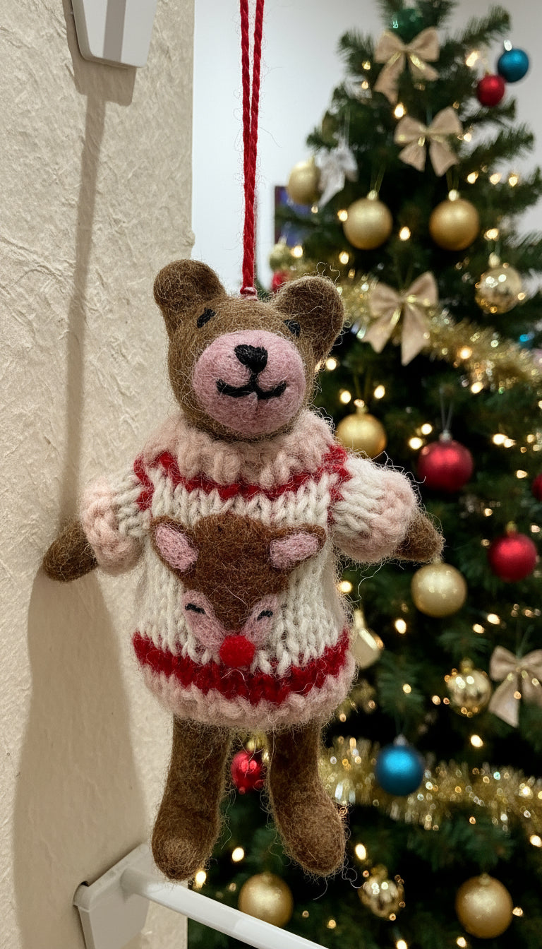 Rudolf Sweater Teddy Bear Ornament