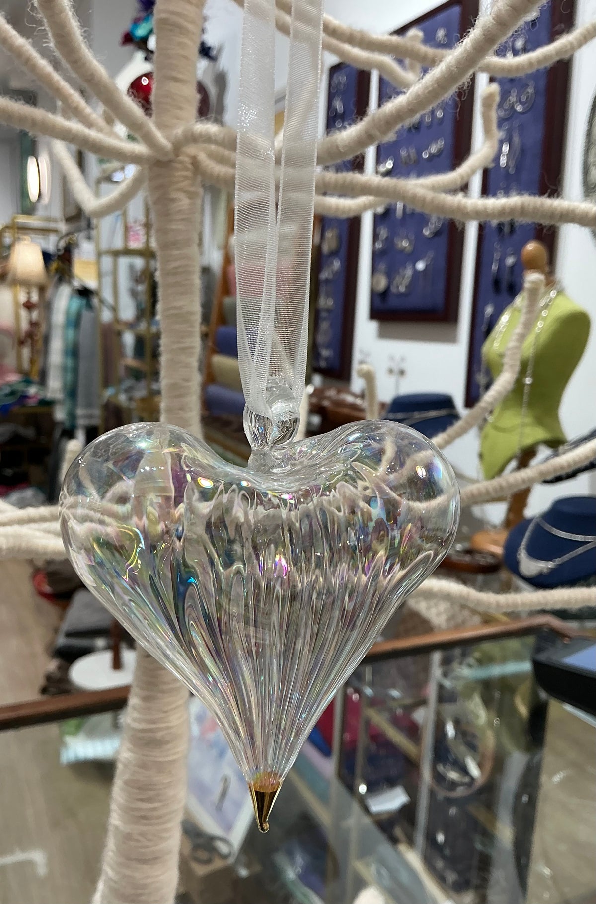 Clear Large Glass Heart Ornament