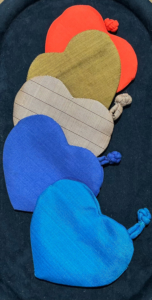 Silk heart pouches