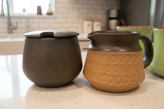 Pottery sugar and milk set