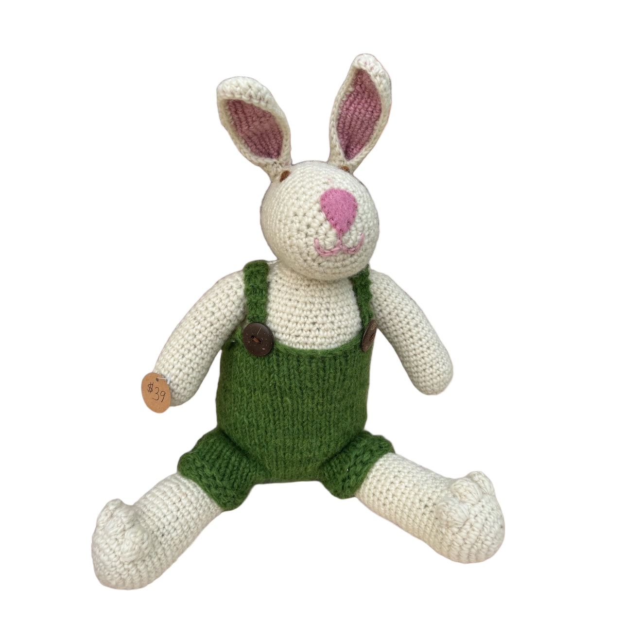 Crochet Knitted Bunny - Green Jumper