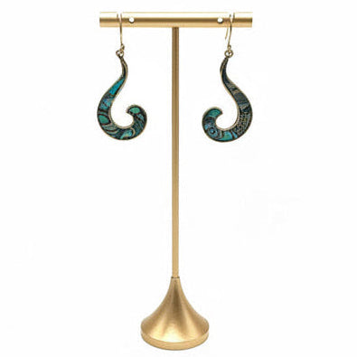 Brass Hook Earrings With  Shell