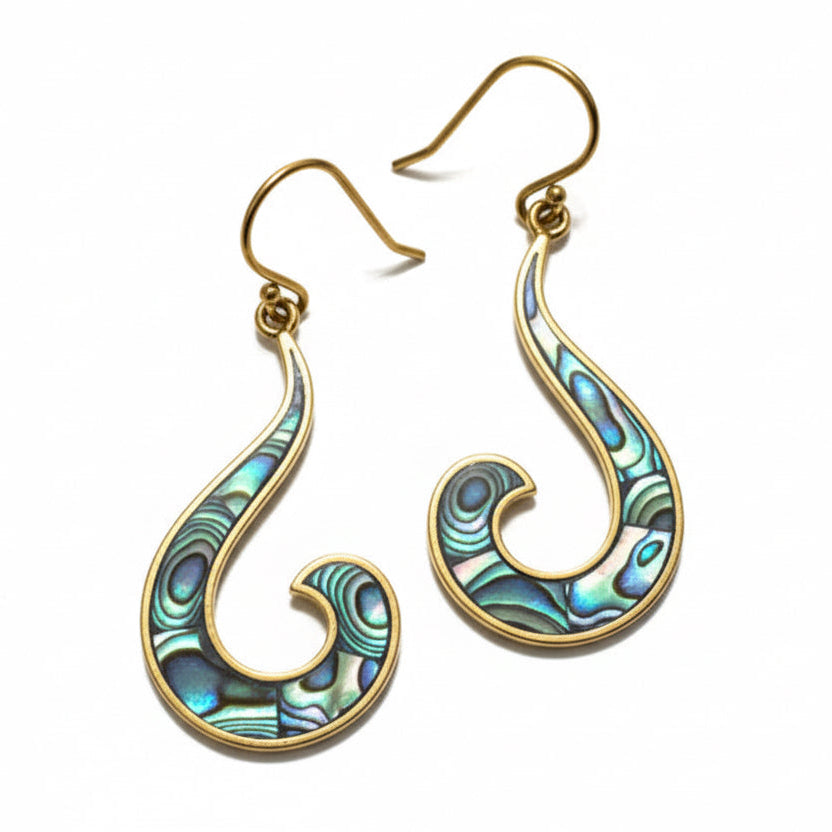 Brass Hook Earrings With  Shell