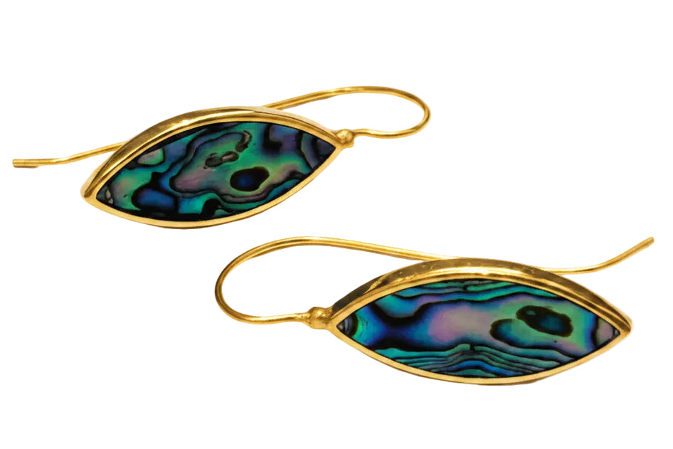 Brass Cat Eye Shell Earrings