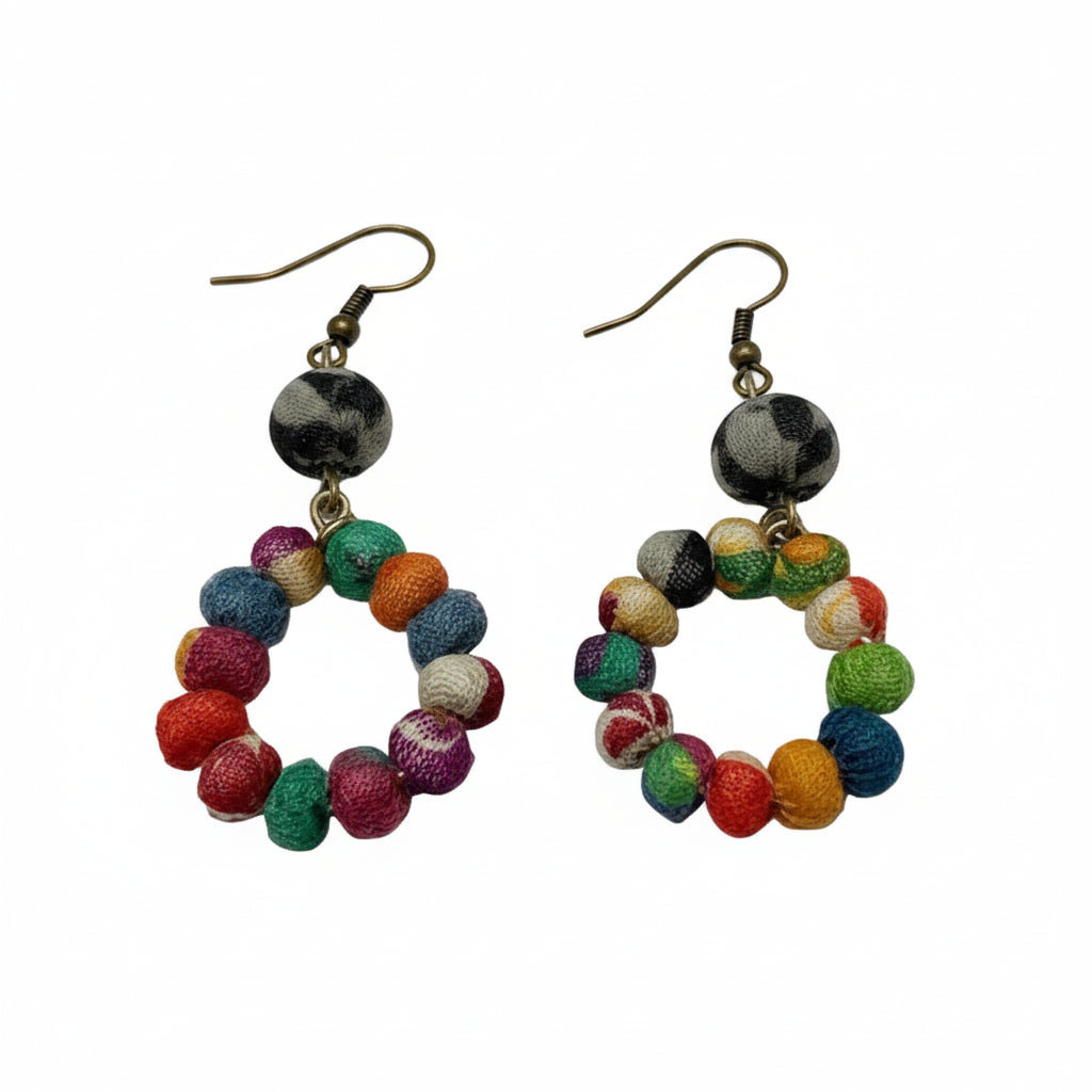 Kantha Single Ball Small Hoops