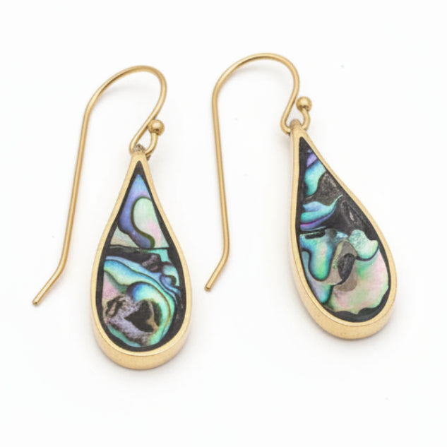 Brass Rain Drop Shell Earrings
