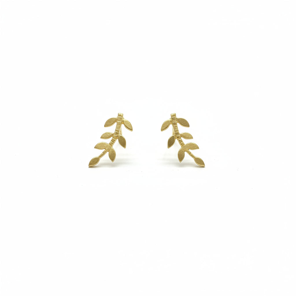 Brass Leaf Stud Earring BE21