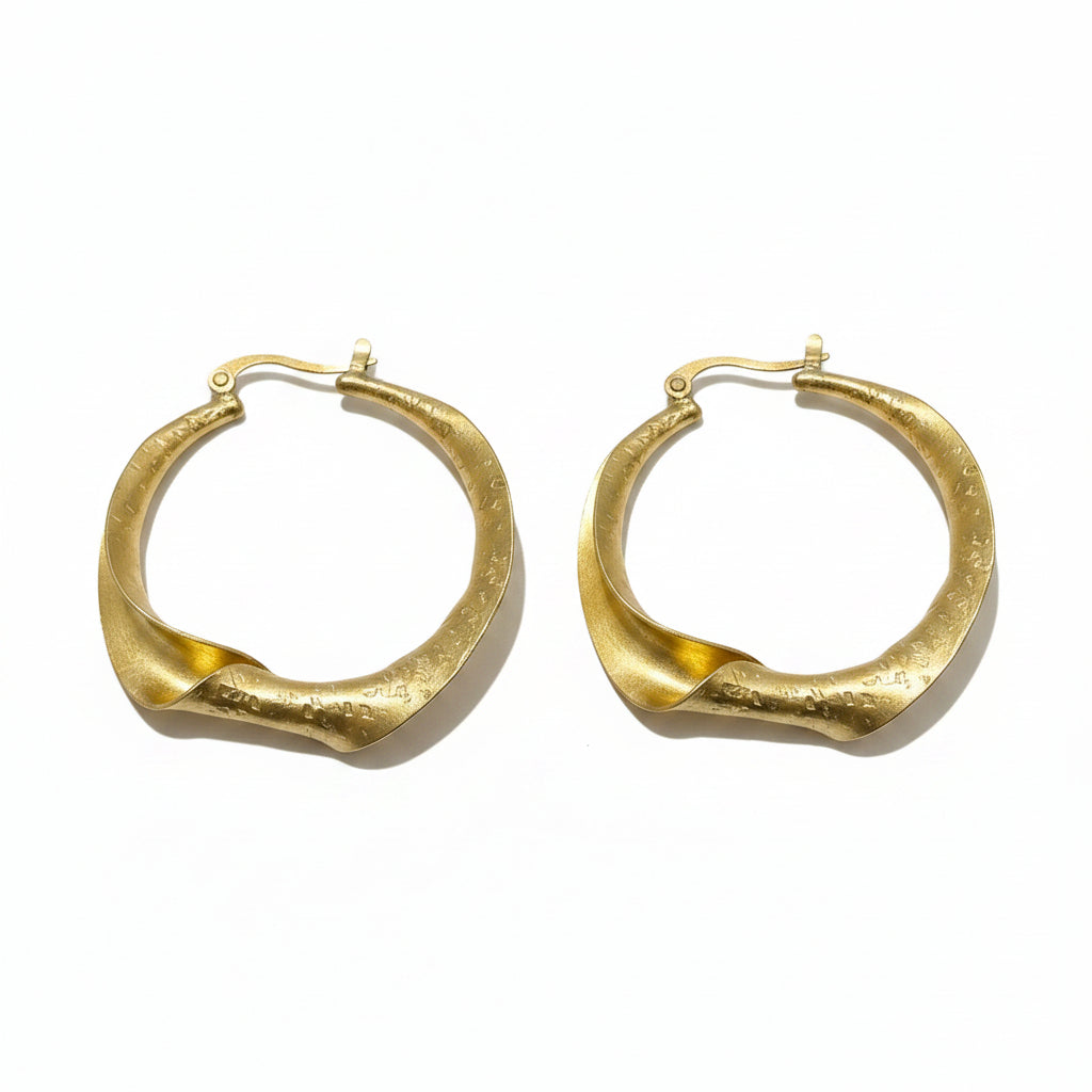 Brass Large Gold Hoop Earring BE22
