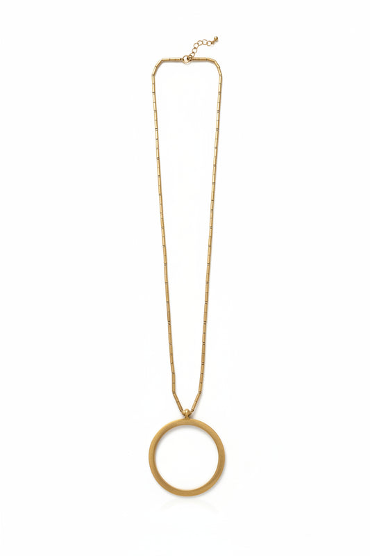 Brass Necklace Hallow Circle BB16