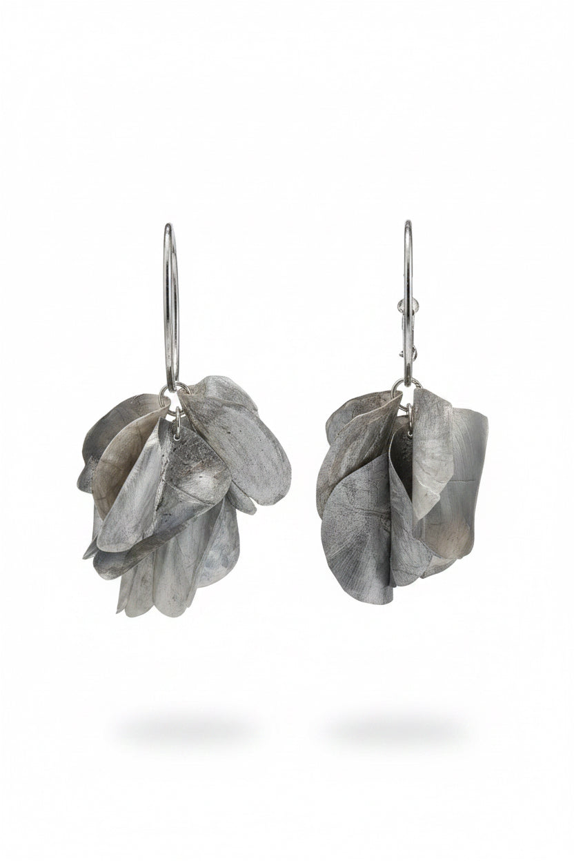 Nadia silver cluster hoops