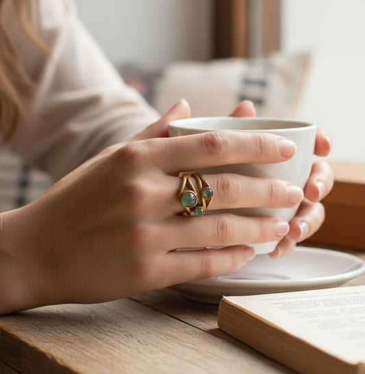Brass Gemstone Ring BRS01 Adjustable