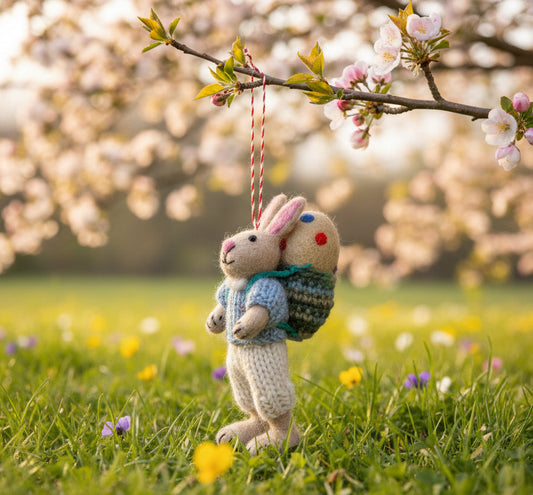Rabbit with Egg Backpack Ornament