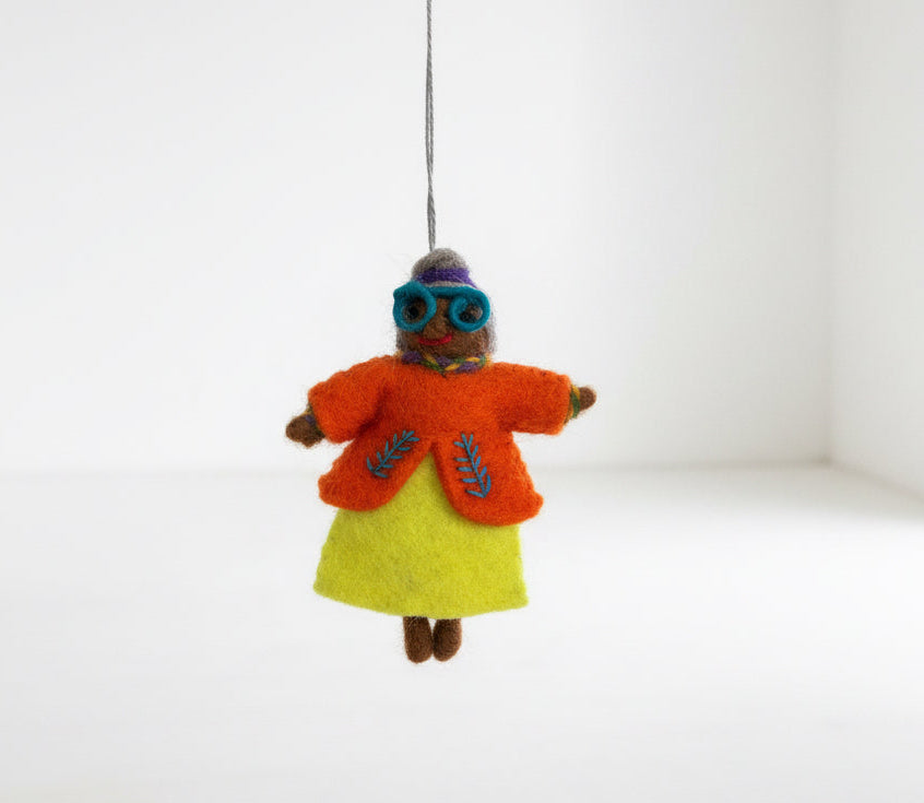Groovy Grannie Ornament (blue glasses)