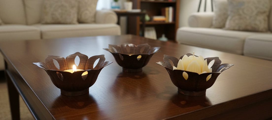 Nepal Large Lotus Candle Holder (Hand Hammered)