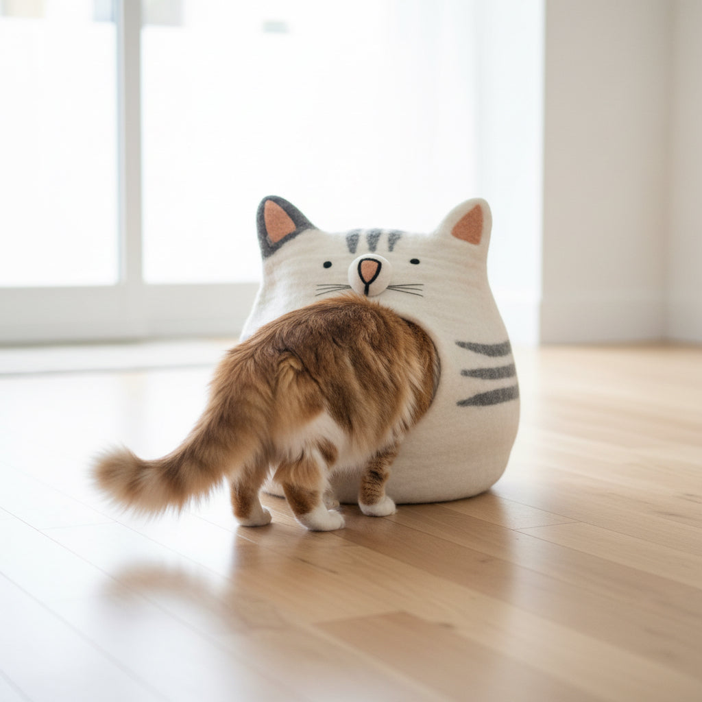 Pet Cave Beds - 100% Pure Wool  (Cat Face)