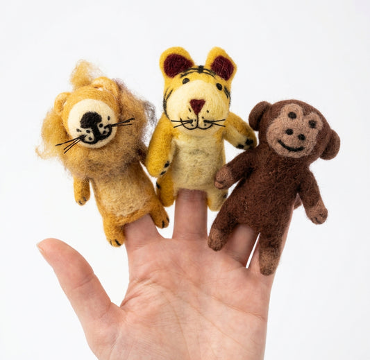 Jungle Animals Finger Puppets (Monkey, Lion, Tiger, Leopard, Sloth, Fox)