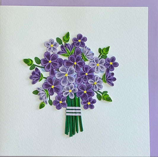 Handmade card - purple violets